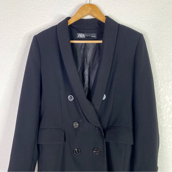 Zara Black Double Breasted Blazer Jacket - Picture 2 of 8
